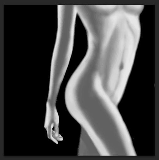Digital painting of a body, made in Photoshop